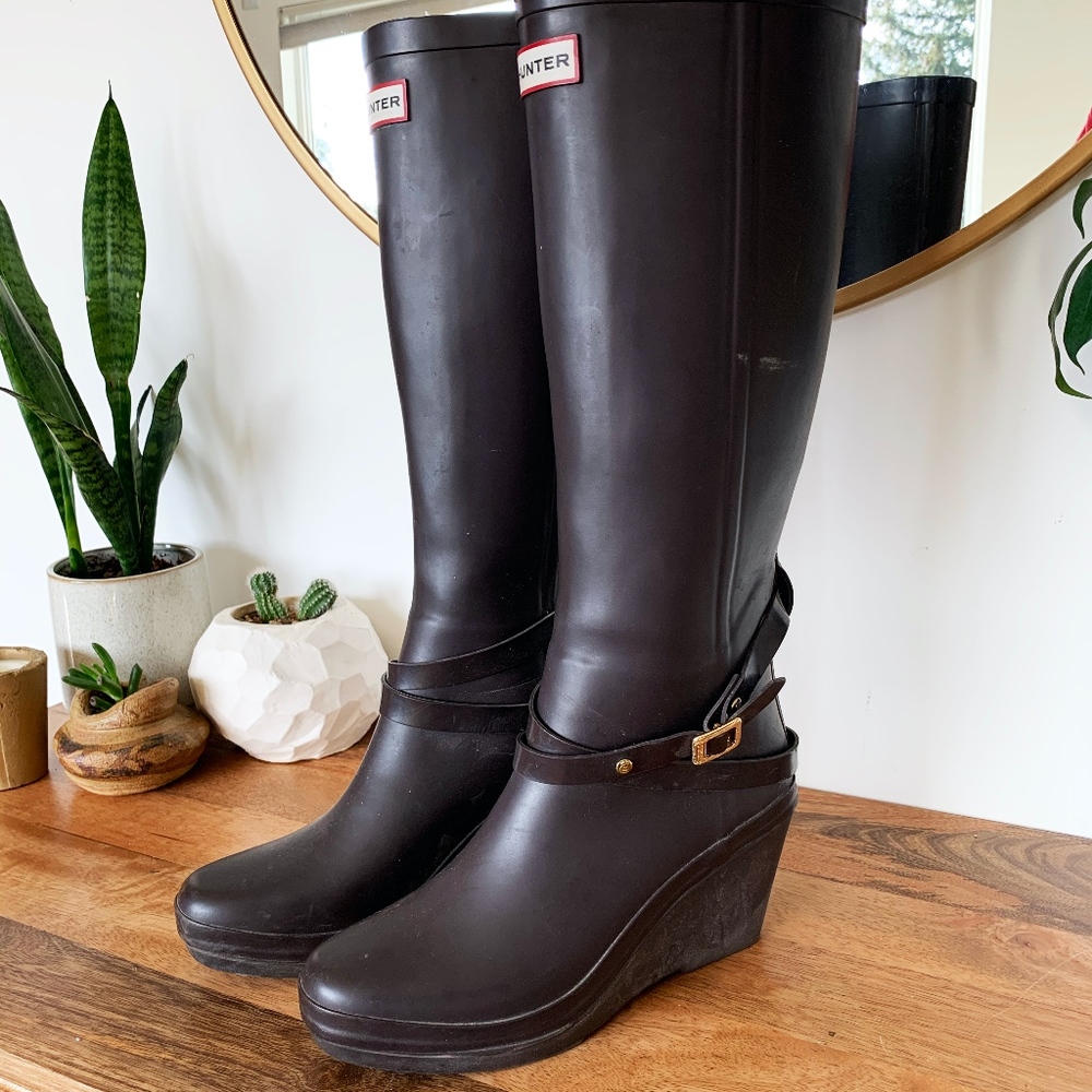 Hunter Adora Wedge Boots  - Rainbows - (Size 8)